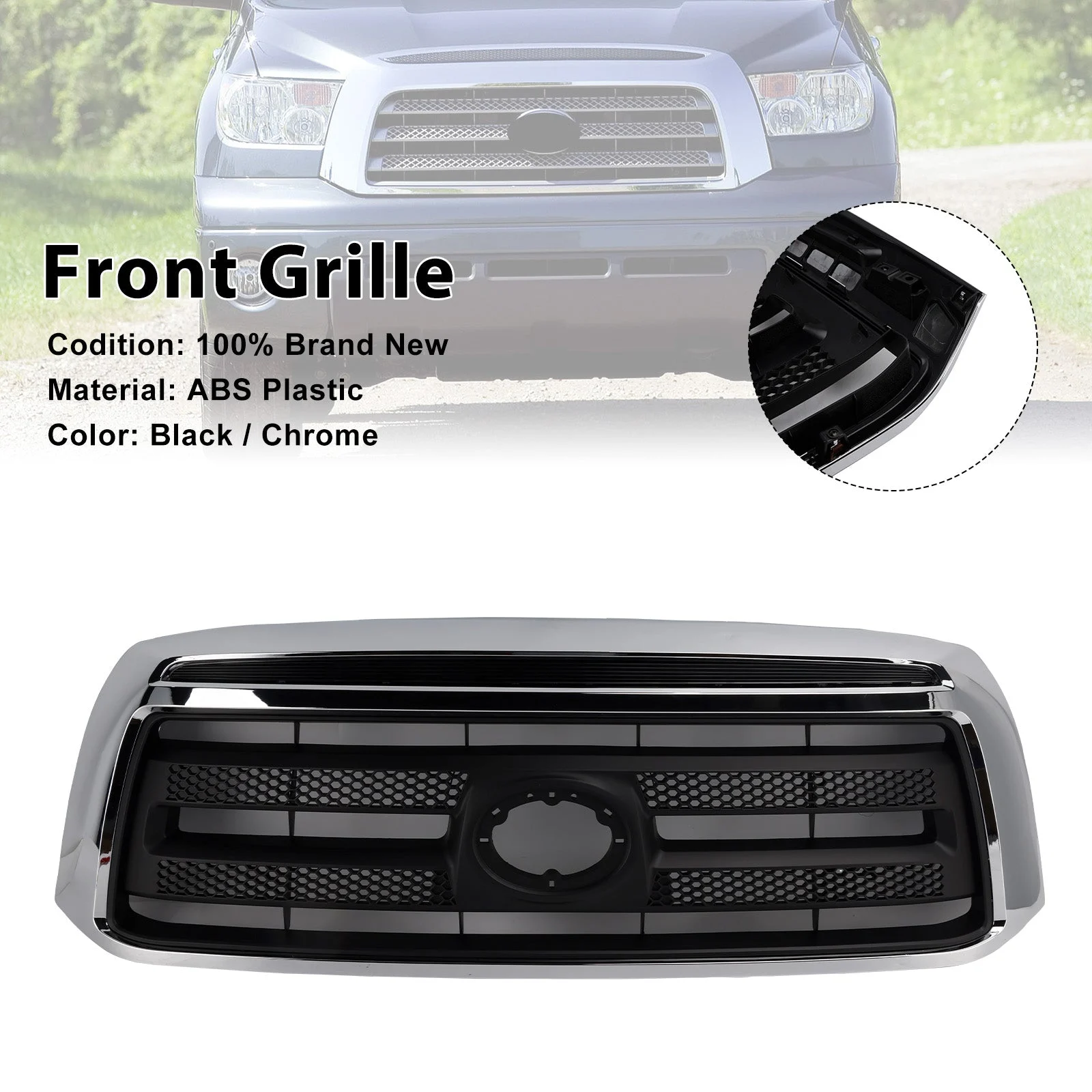 Matte Black Chrome Front Bumper Grill Grille Fit Toyota Tundra 2010-2013