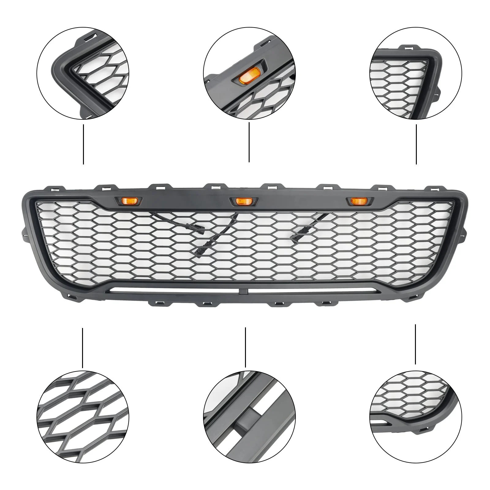 Matte Black Front Honeycomb Bumper Grille Grill Fit Ford F150 1999-2003 W/ Led
