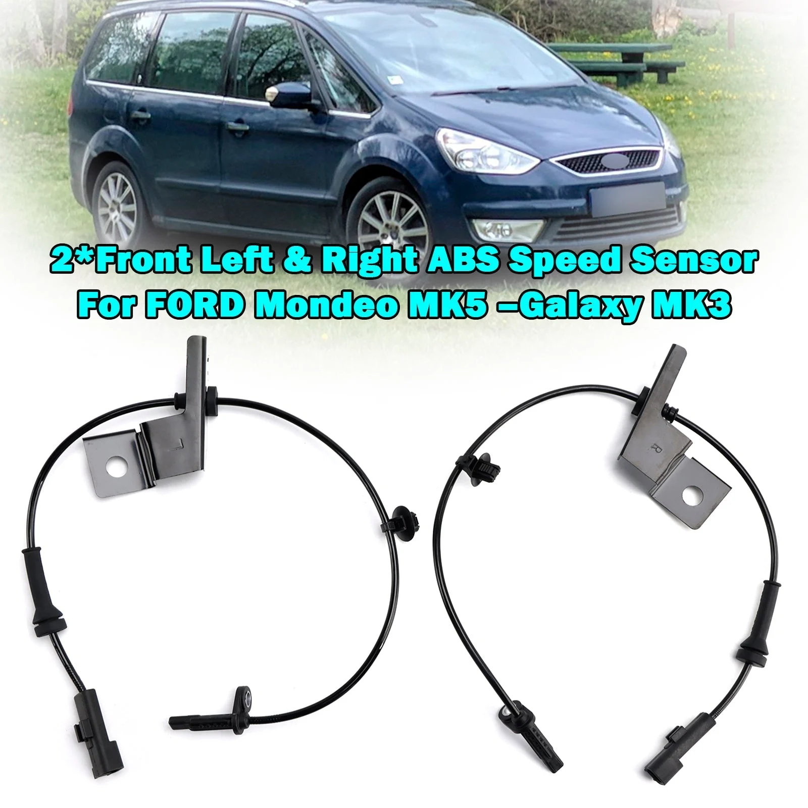 2*Front Left & Right ABS Speed Sensor For Ford Mondeo MK5 Galaxy MK3