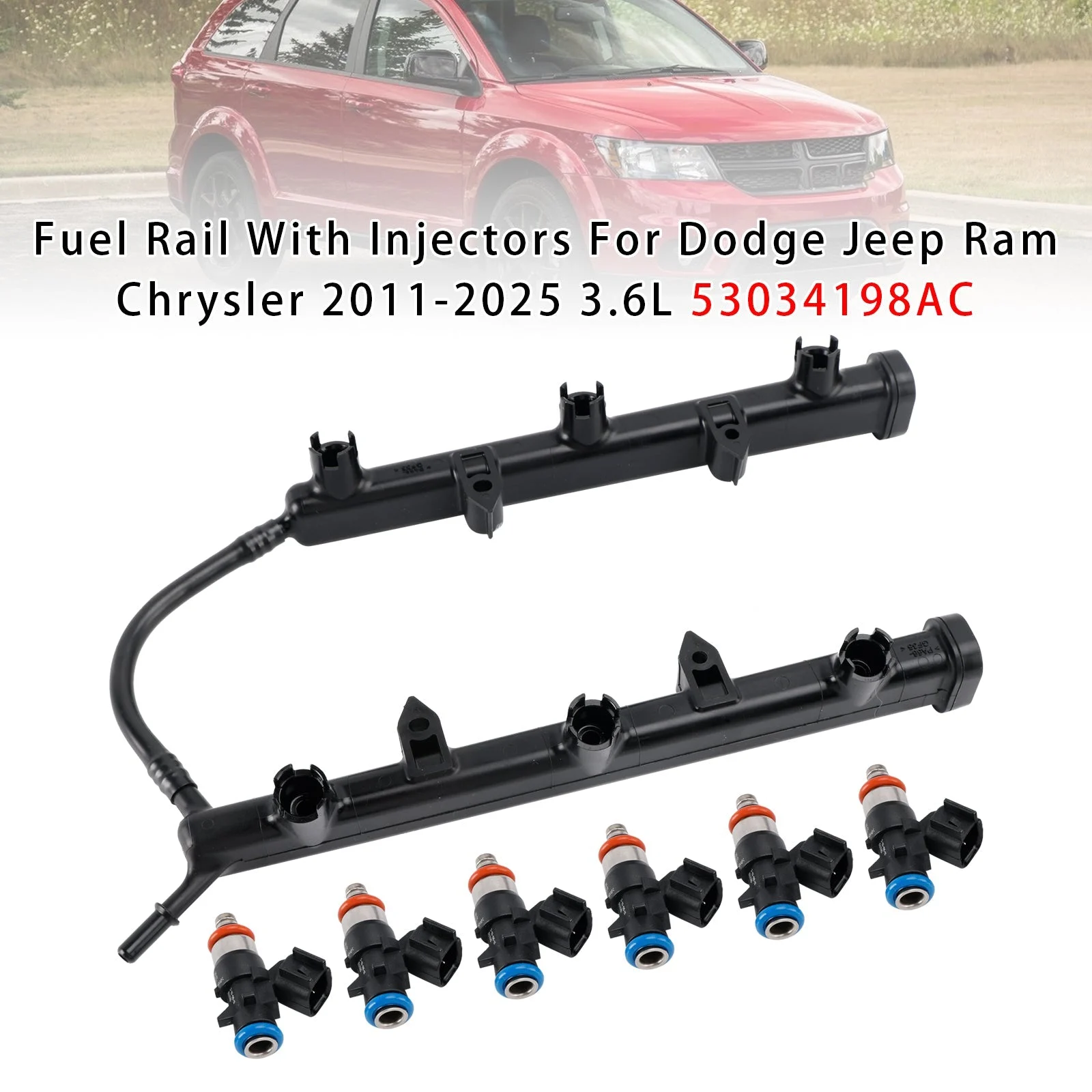 Fuel Rail With Injectors For Dodge Jeep Ram Chrysler 2011-2025 3.6L 53034198AC