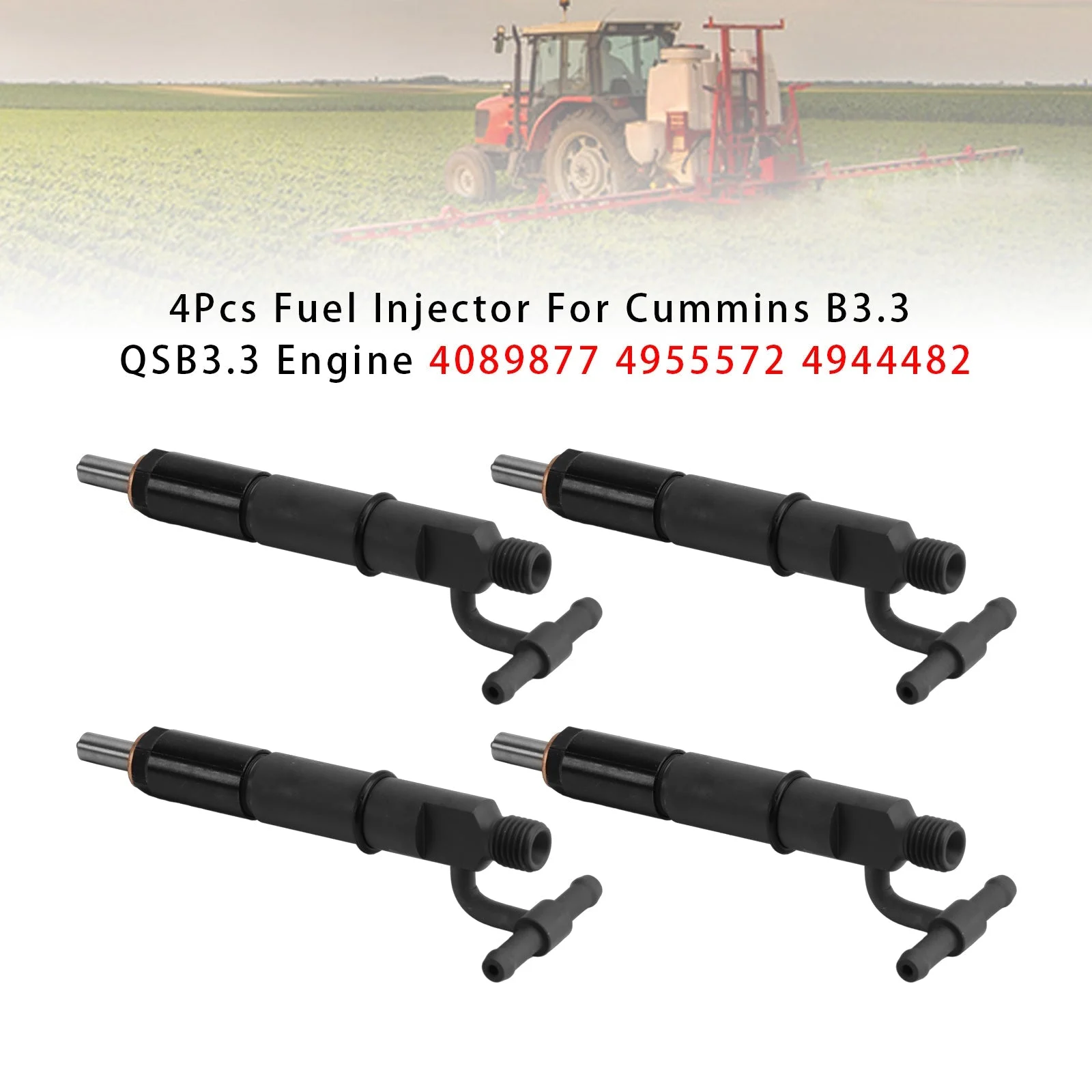 4Pcs Fuel Injector For Cummins B3.3 QSB3.3 Engine 4089877 4955572 4944482