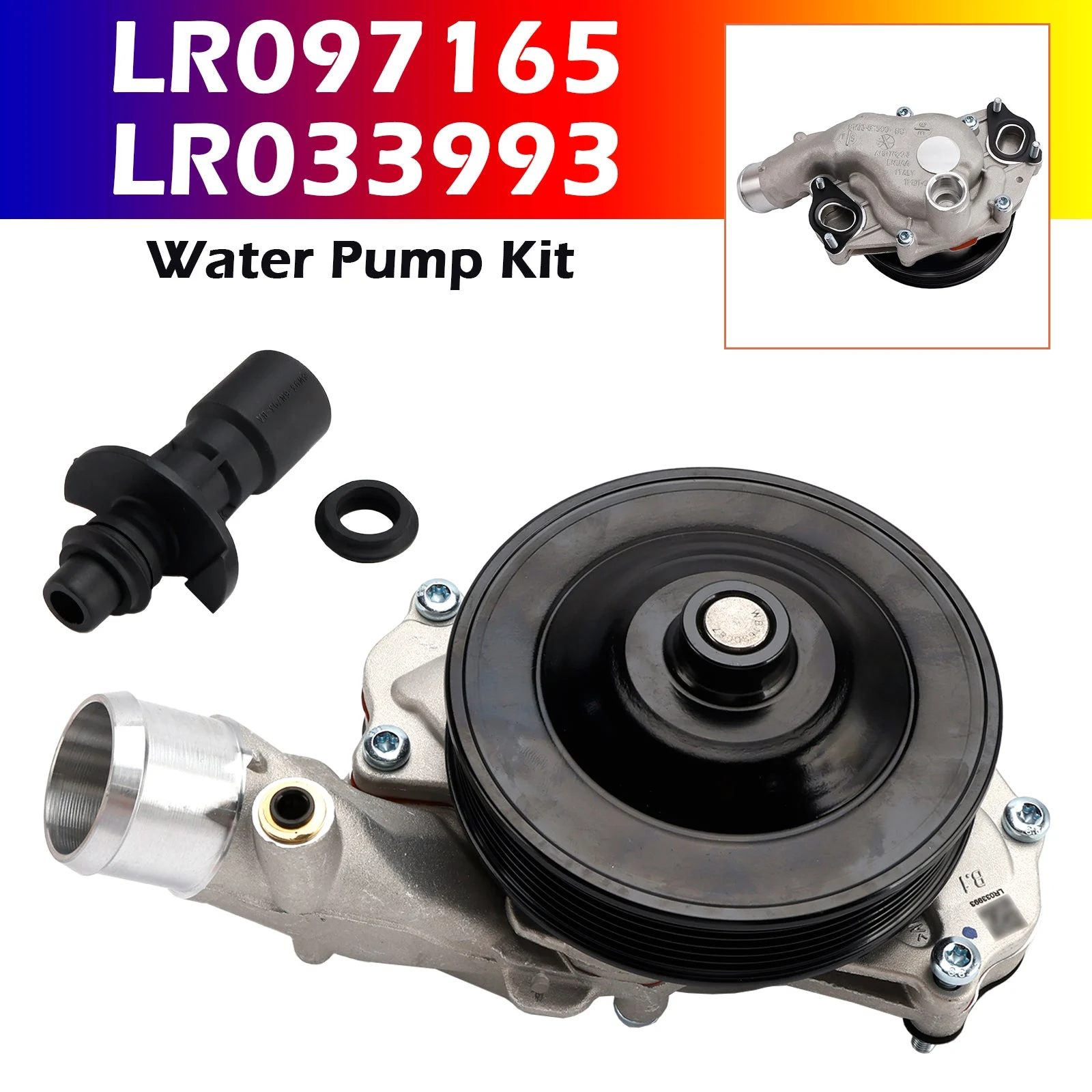 Water Pump Kit for Land Rover 3.0L 5.0L Gas 2010-2019 LR097165 LR033993