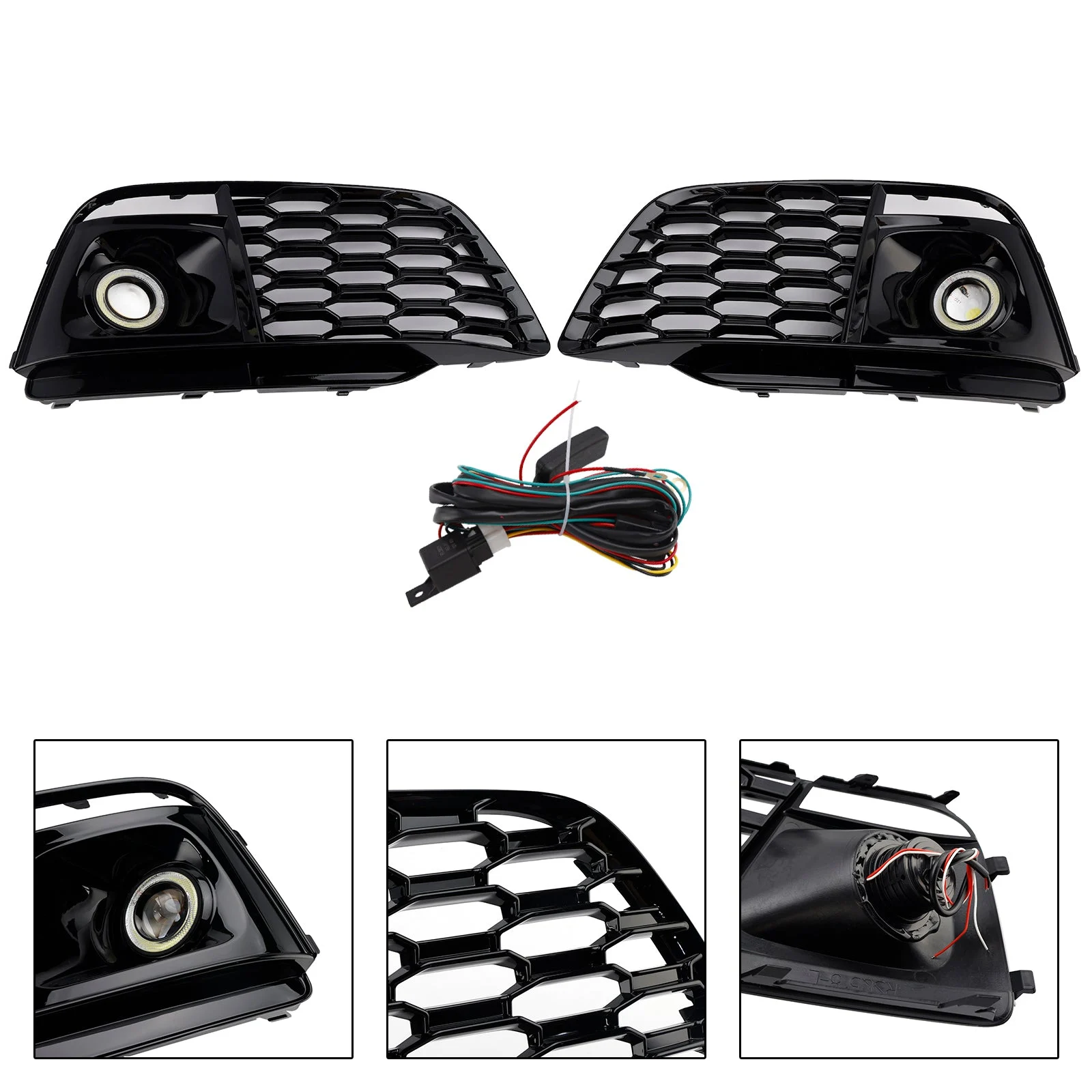 Fog Light Grille Cover 80A807680L Fit Audi Q5 SQ5 2018-2022 Pre-Facelift W/ACC