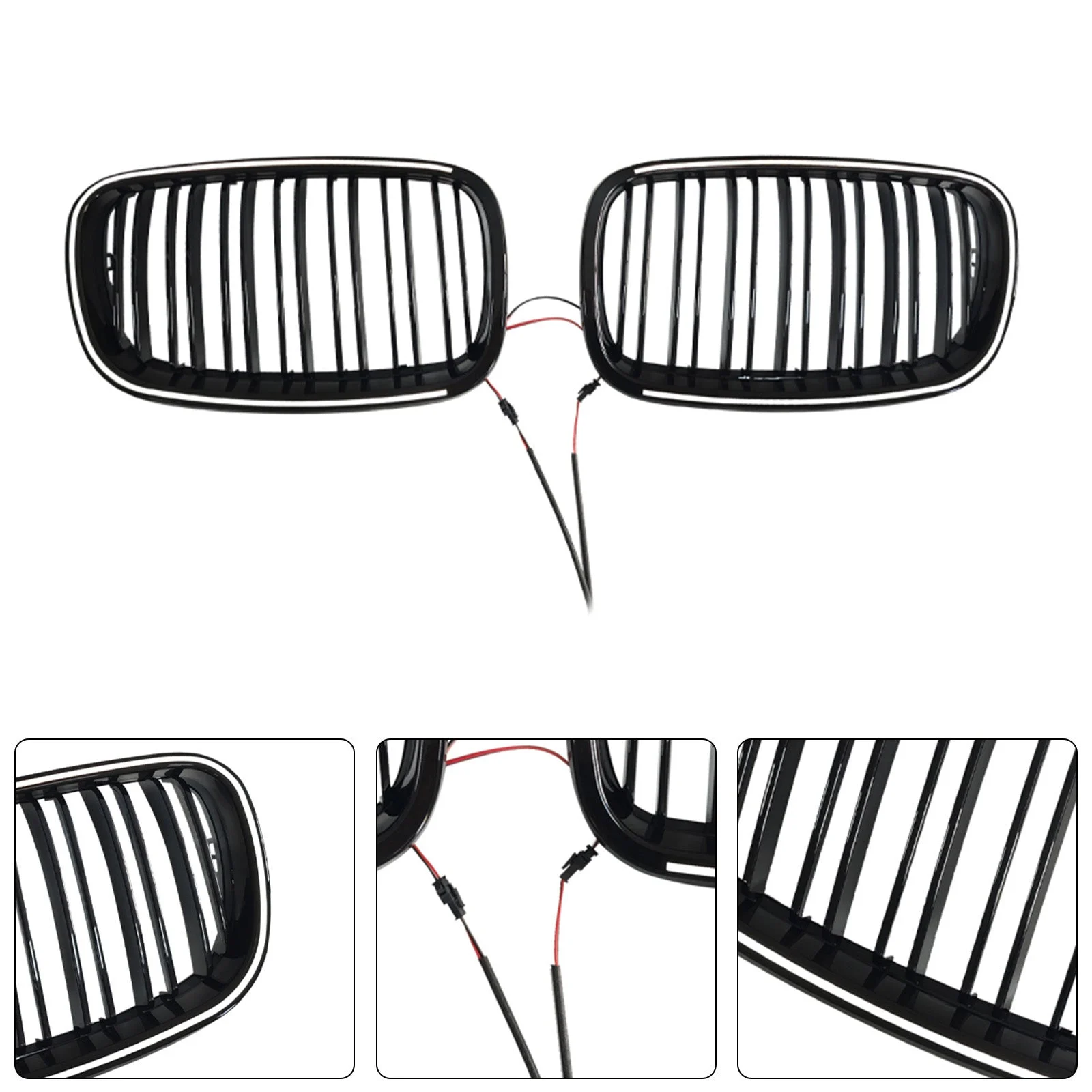 Gloss Black Front Bumper Kidney Grill Grille Fit BMW X5 E70 X6 E71 2007-2013