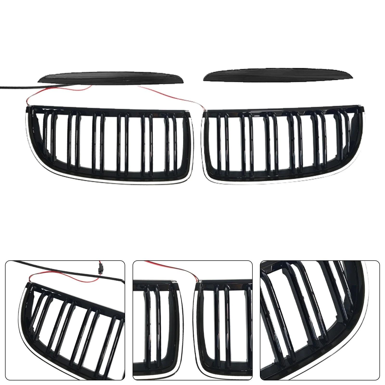 Front Kidney Double Slat Grille Fit BMW E90 Sedan Wagon 320i 2004-2007 Black
