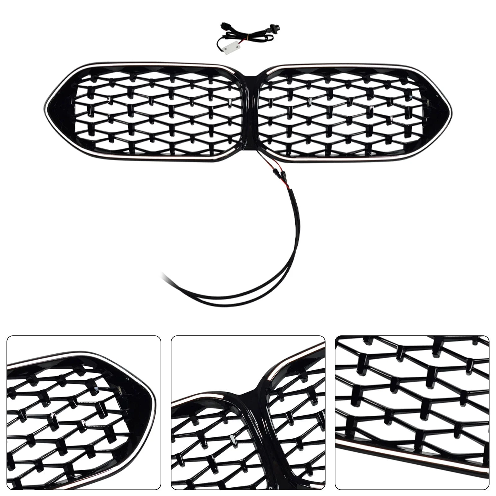 Gloss Black Front Grille Grill Fit BMW 2 Series F44 2020-2023 Coupe Diamond