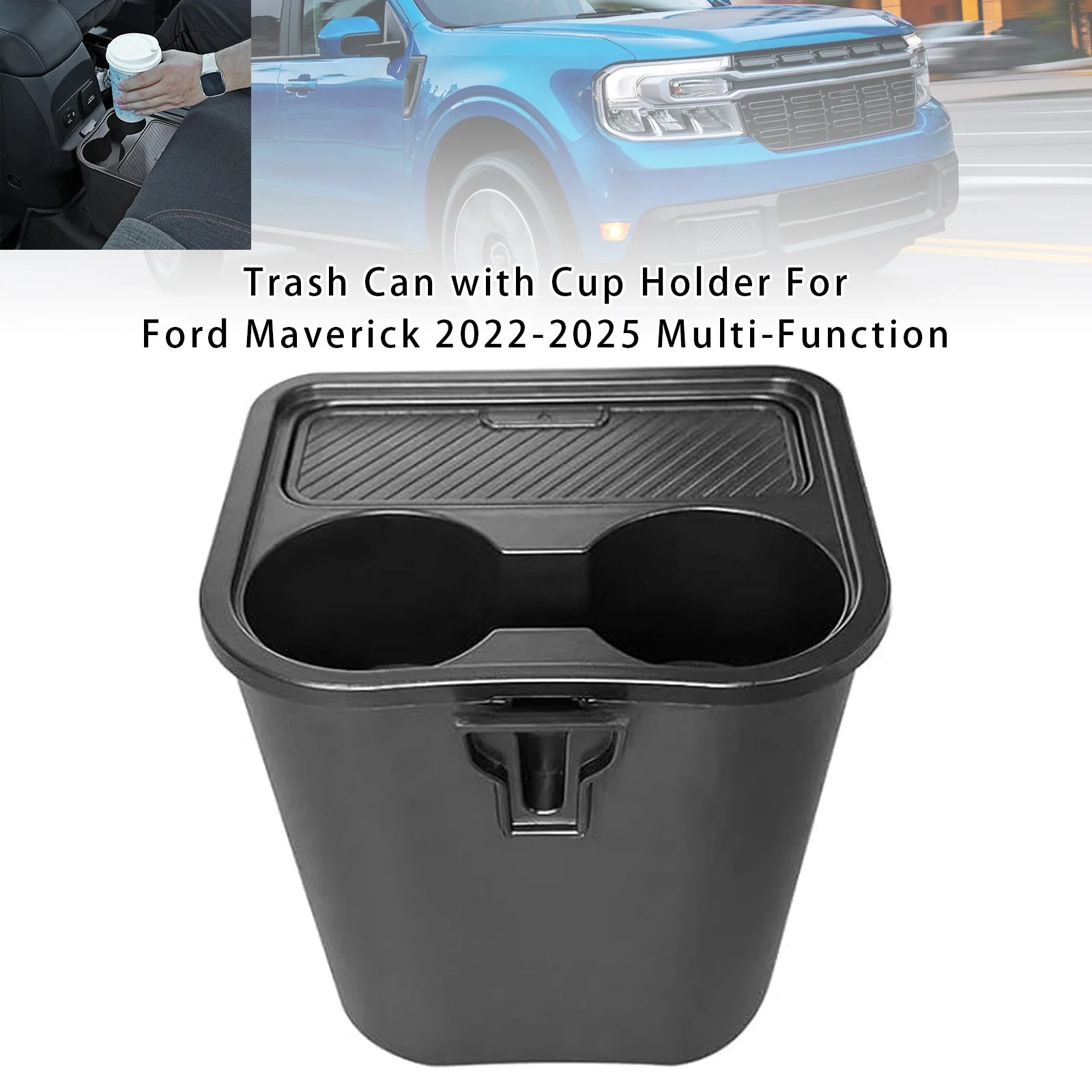 Trash Can with Cup Holder For Ford Maverick 2022-2025 Multi-Function