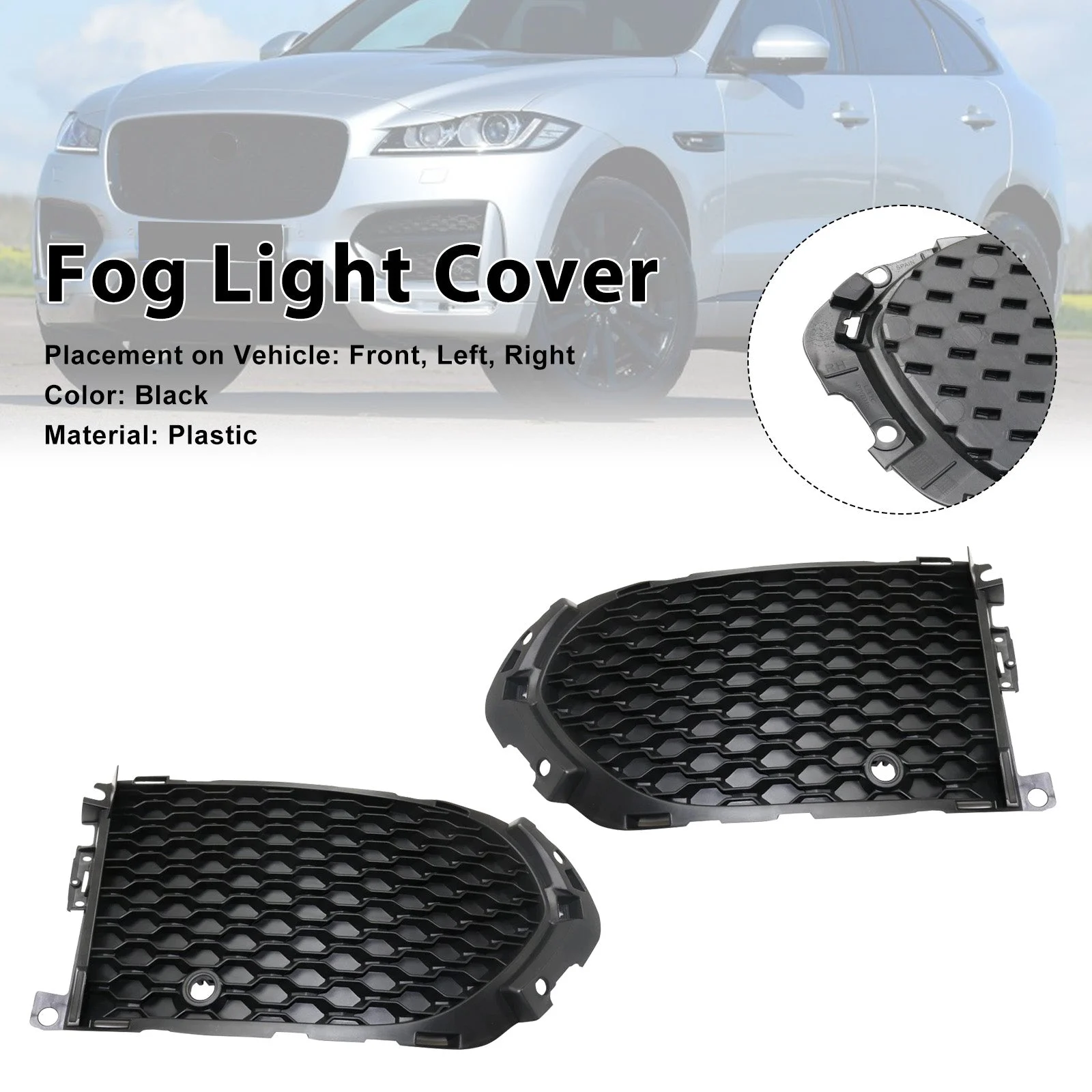 Front Fog Light Cover Grille JA1039103 Fit Jaguar F-Pace 2017-2020 JA1038103