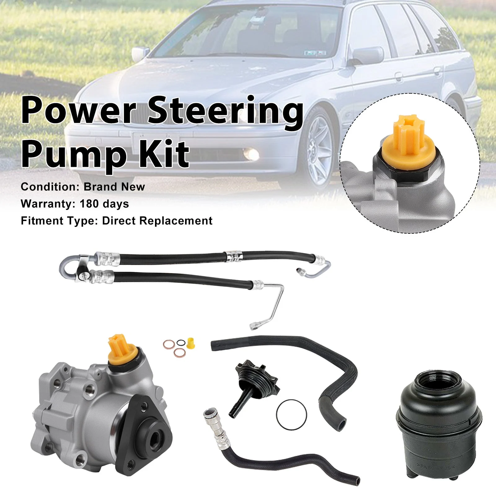 Power Steering Pump 32411092742 Fit BMW 5 E39 520i 523i 525i 530i 1996-2004