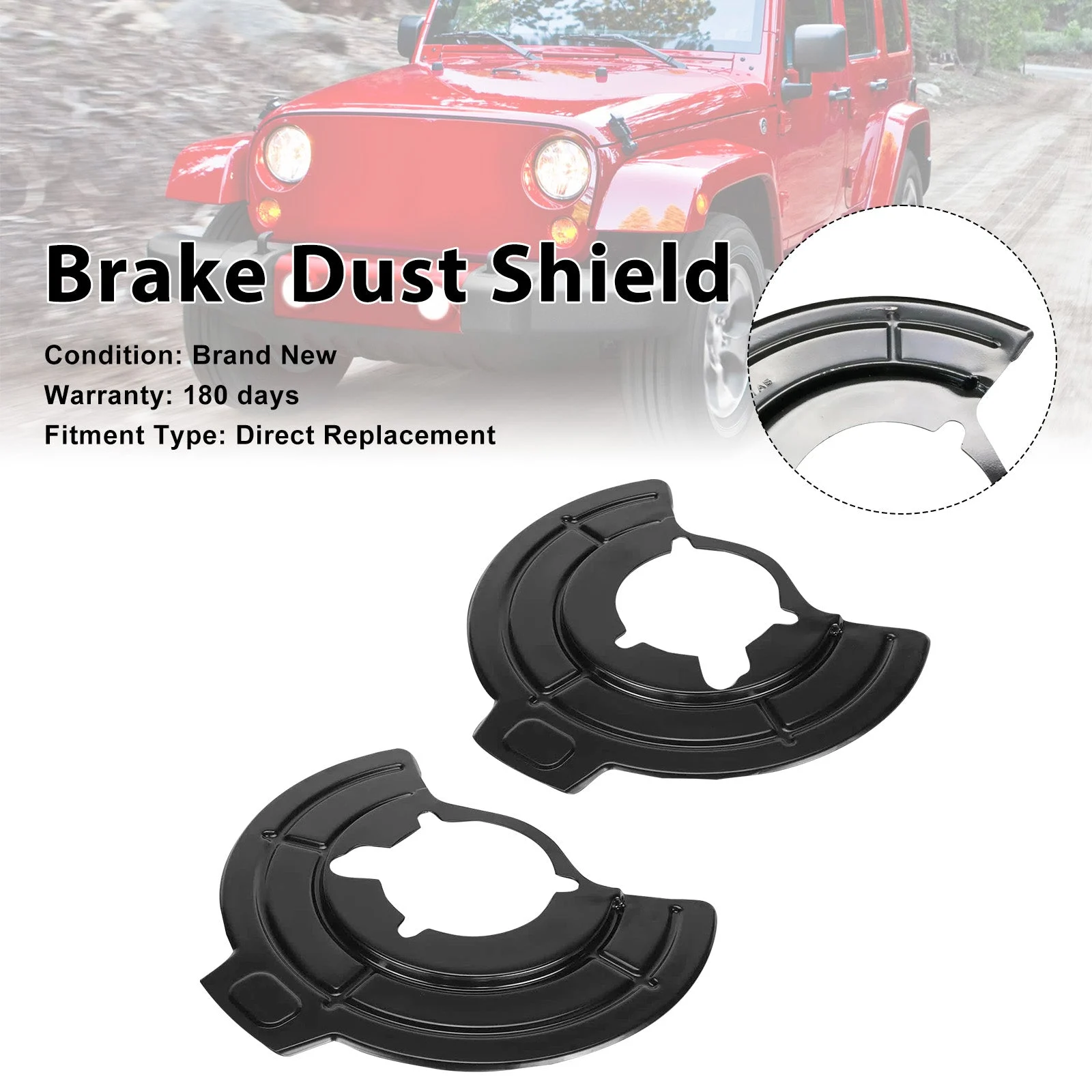 Left & Right Brake Dust Shield 68043286AB Fit Jeep Wrangler JK 2007-2018 Black