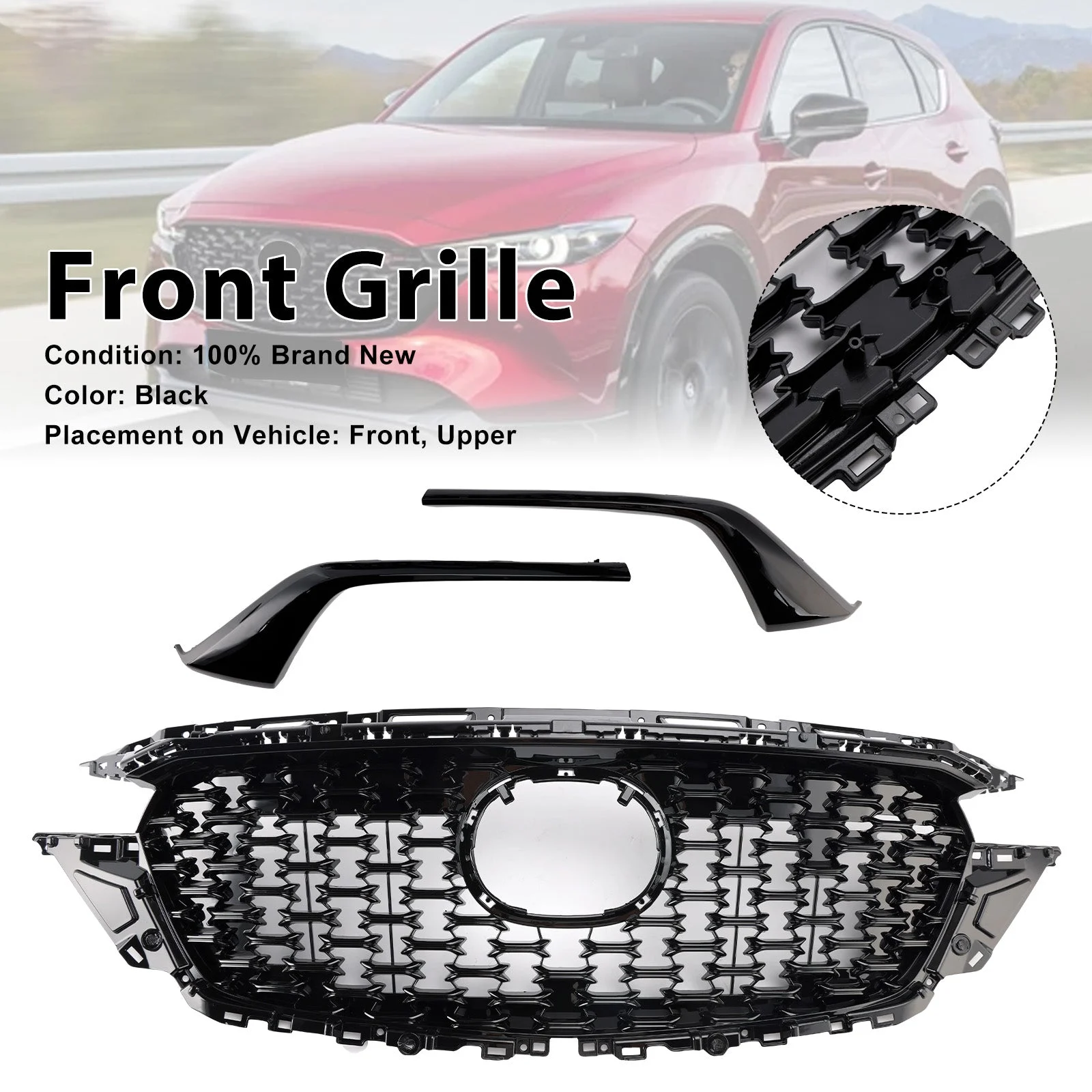 Front Bumper Grill Grille KSD5-50719 Fit Mazda CX-5 2022-2025 W/Molding Trim