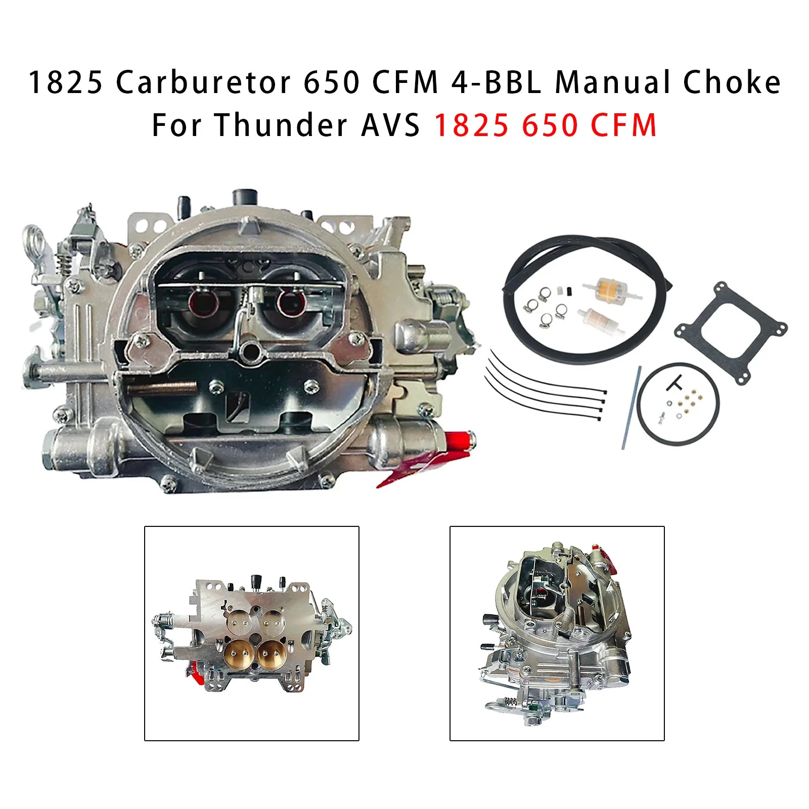 1825 Carburetor 650 CFM 4-Bbl Manual Choke For Thunder Avs 1825 650 CFM