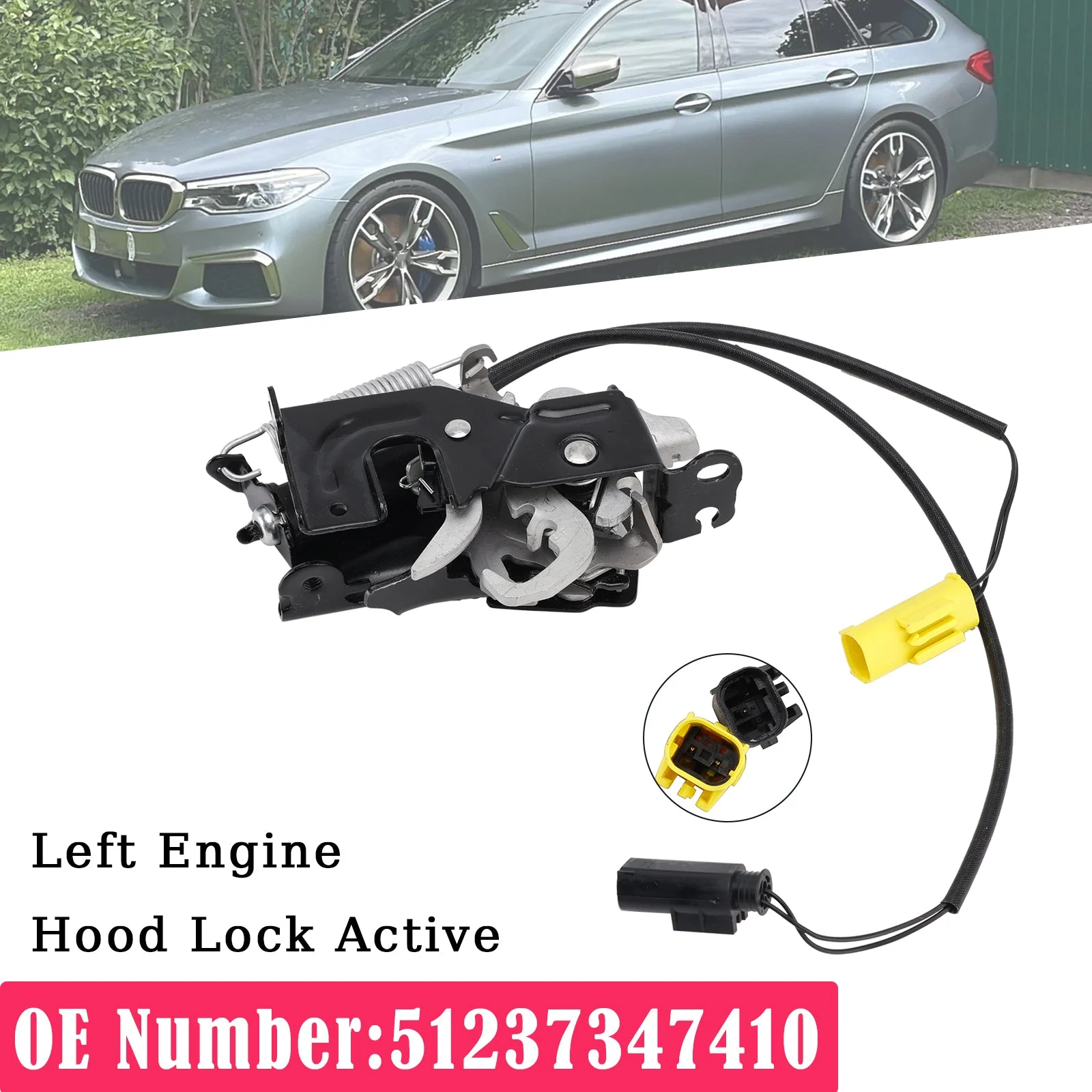 Left Engine Hood Lock Active 51237347410 For BMW 5 G30 F90 G31 2016-2023