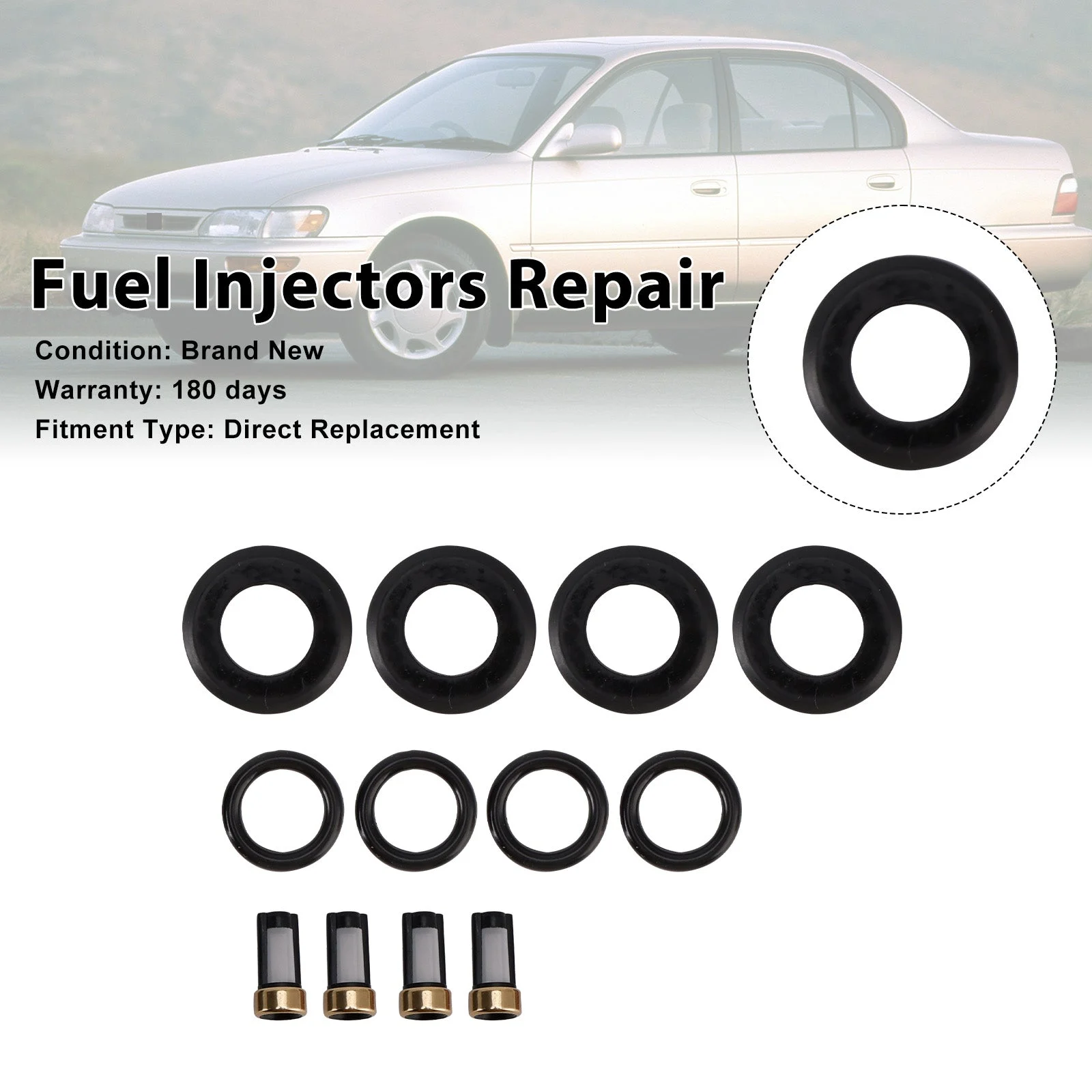 Fuel Injector Seal O-Ring 23250-11130 Fit Toyota Corolla 1.6L 1.8L I4 1995-04