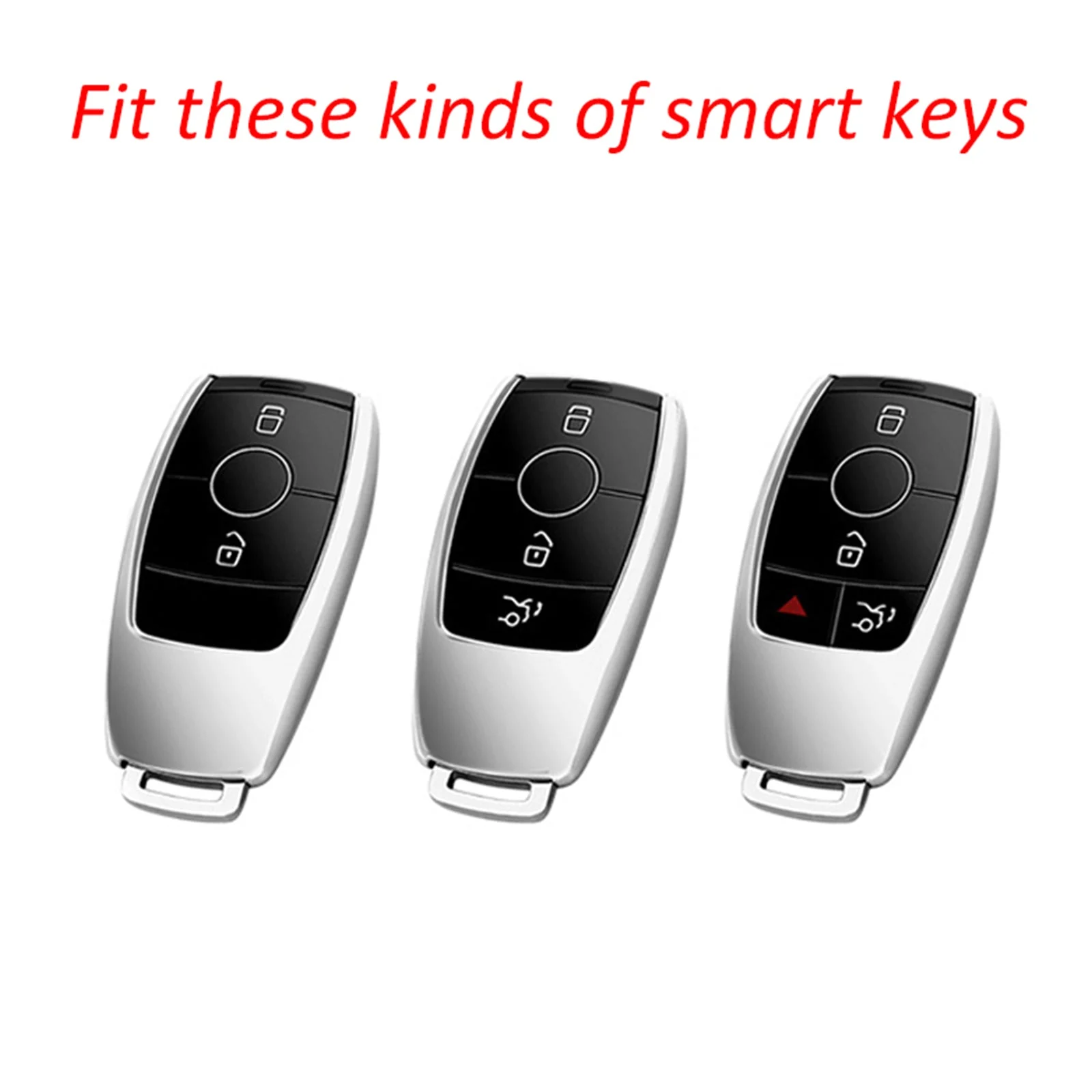 Leather Silicone Car Key Case Cover With Buckle For Mercedes-Benz E