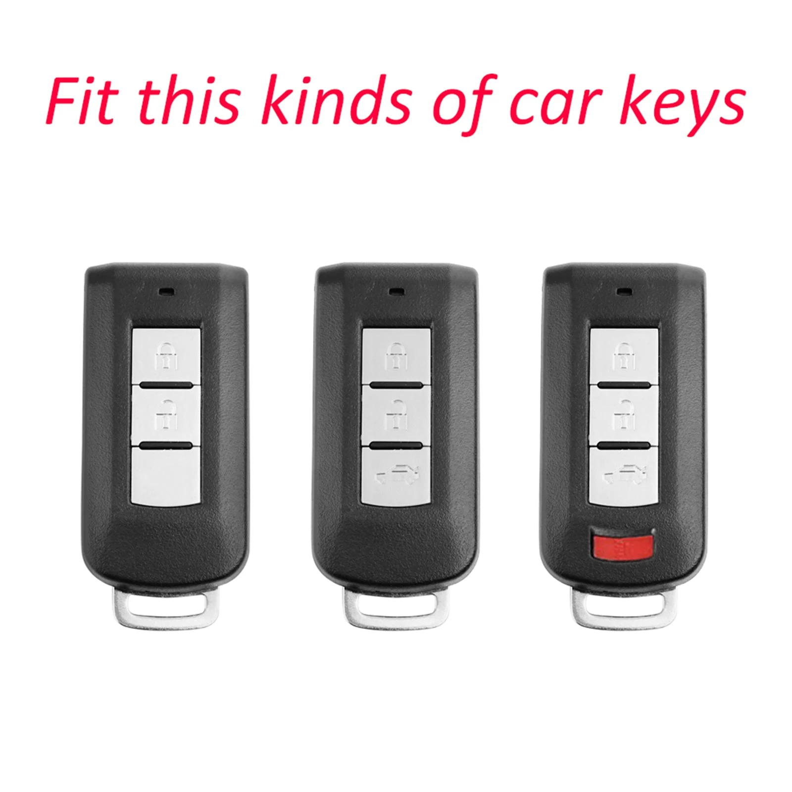 Leather Silicone Car Key Case Cover With Buckle For Mitsubishi