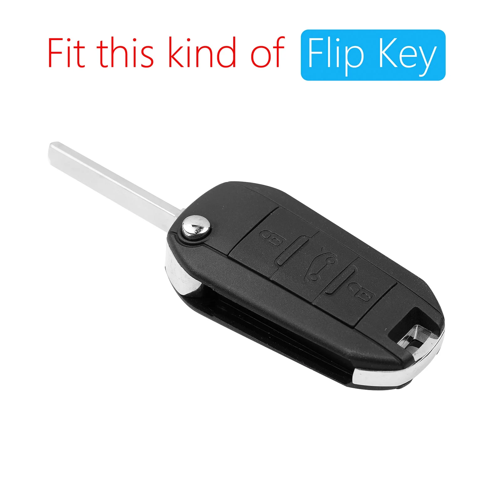 Leather Silicone Car Key Case Cover With Buckle For Peugeot