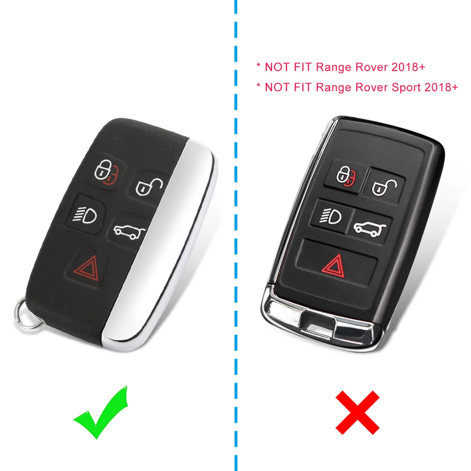 Leather Silicone Car Key Case Cover With Buckle For Range Rover