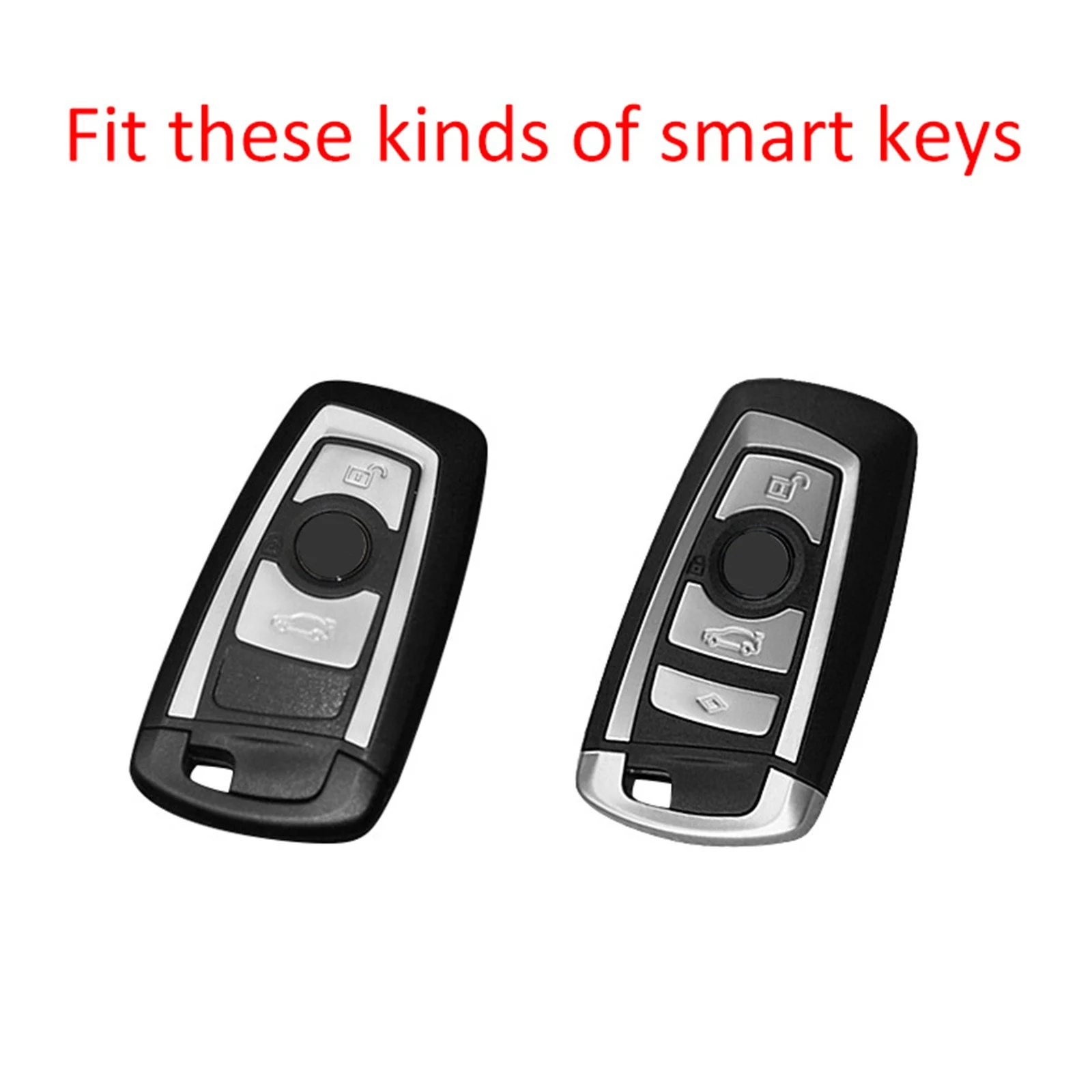 Leather Silicone Car Key Case Cover With Buckle For BMW Square