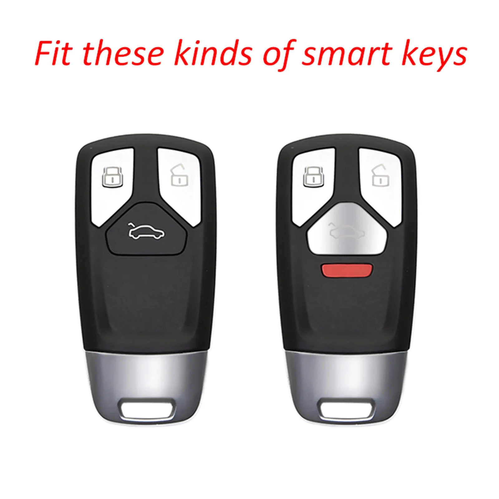 Leather Silicone Car Key Case Cover With Buckle For Audi
