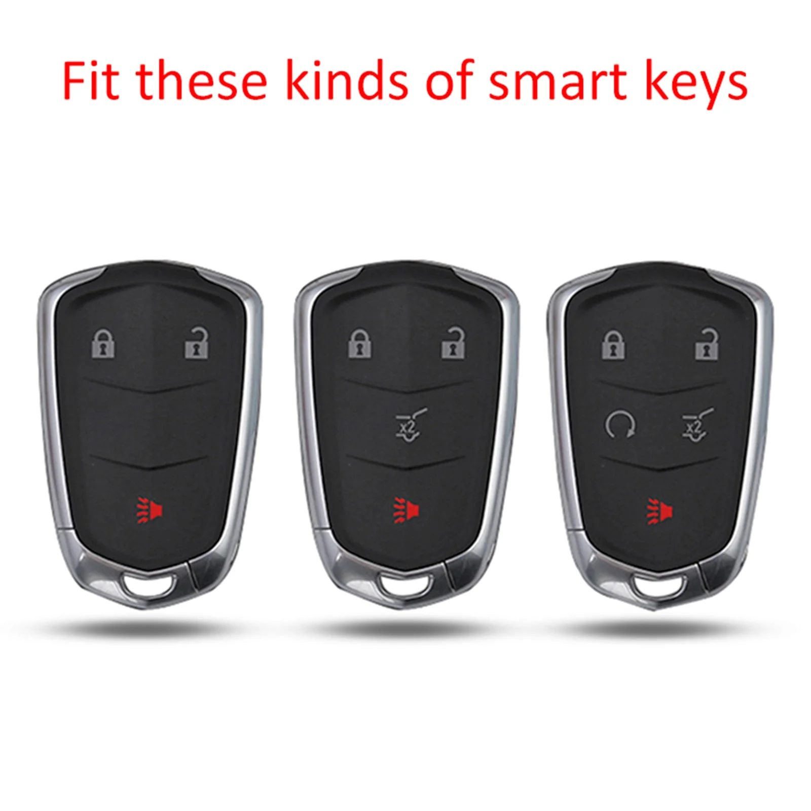 Leather Silicone Car Key Case Cover With Buckle For Cadillac
