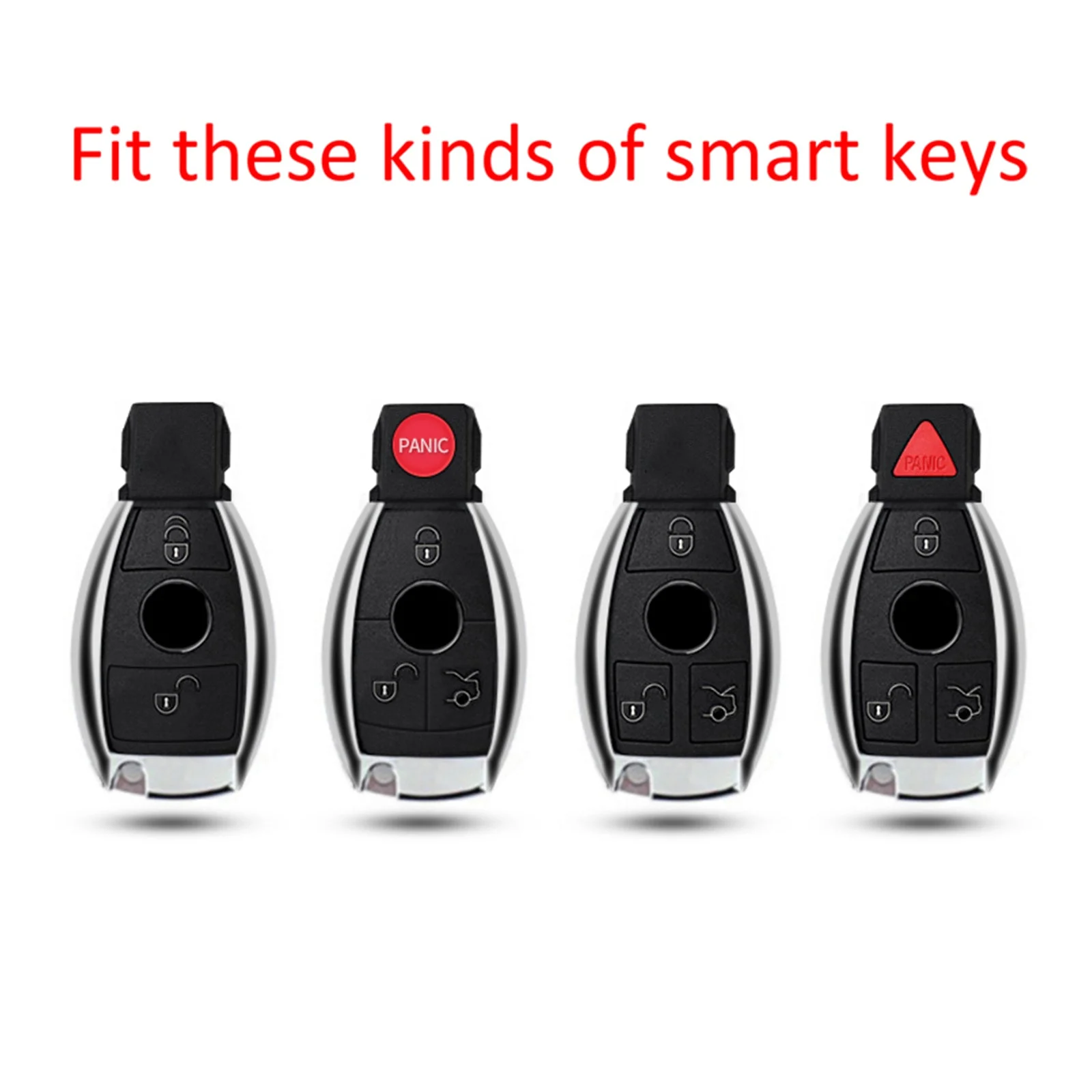 Leather Silicone Car Key Case Cover With Buckle For Mercedes-Benz
