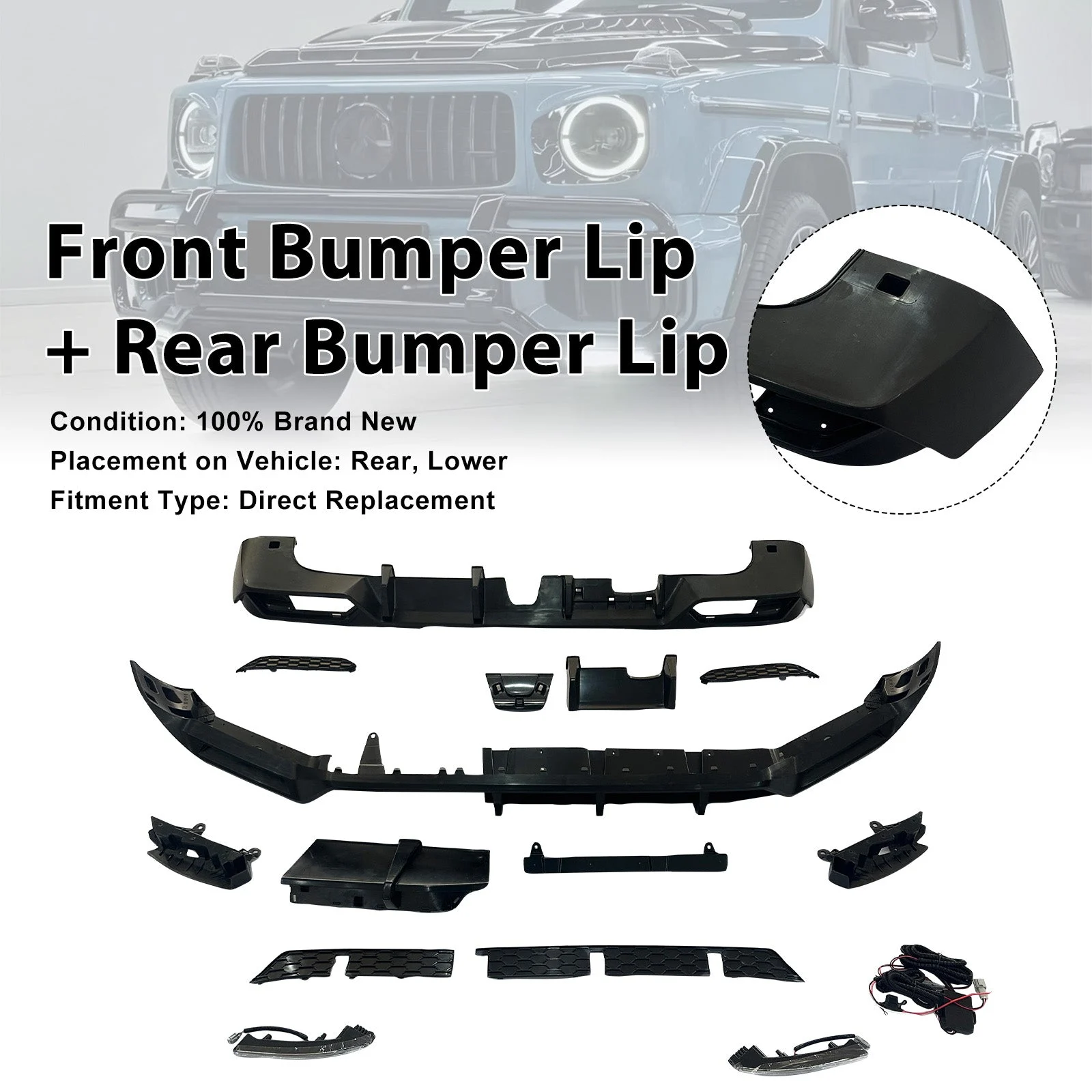 Front Rear Bumper Diffuser Lip Fit Mercedes Benz G-Class W465 2025+ PP