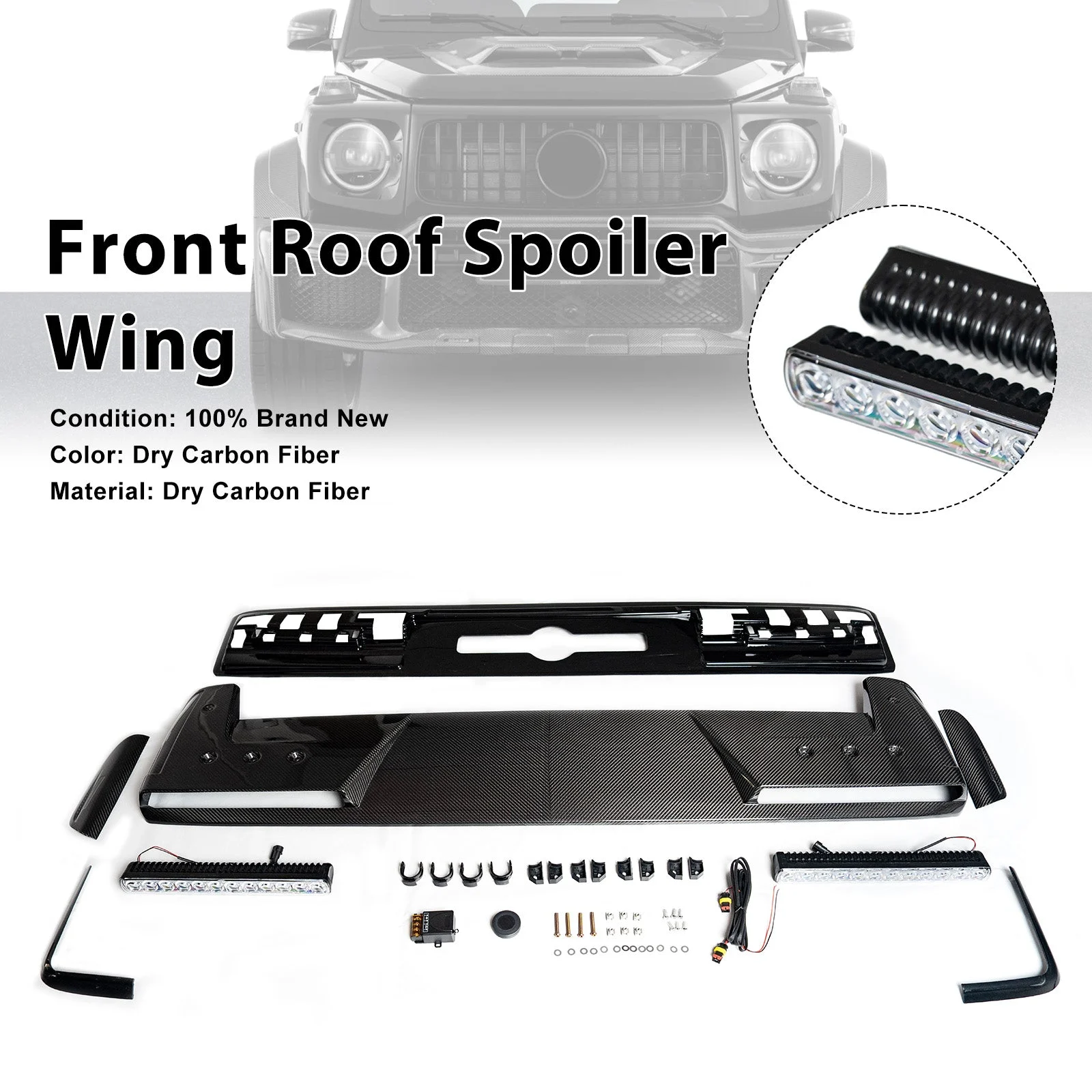 Front Roof Spoiler Wing Fit Mercedes Benz G-Class W465 B800 2025+ W/ LED