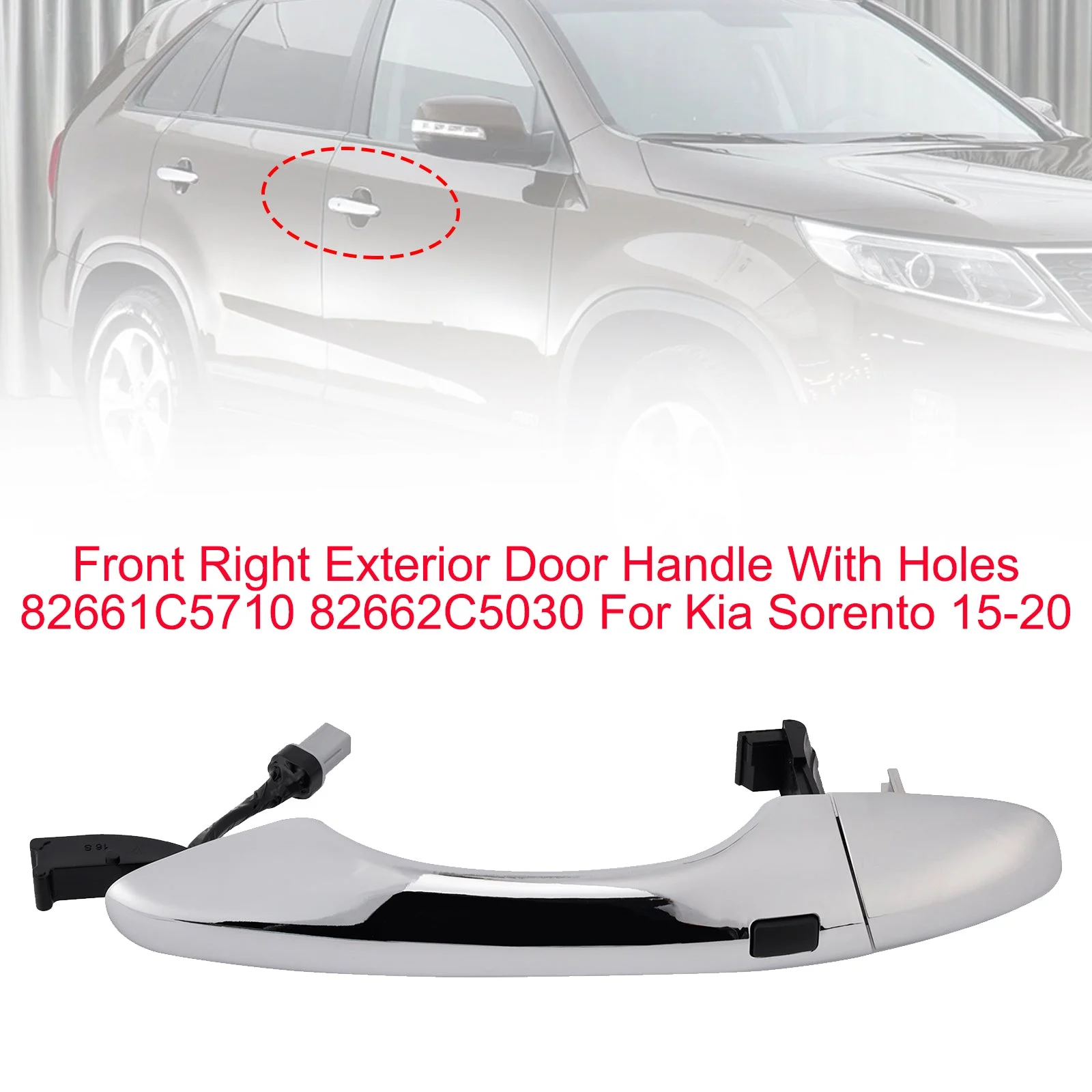 Front Right Exterior Door Handle With Holes 82661C5710 For Kia Sorento 15-20