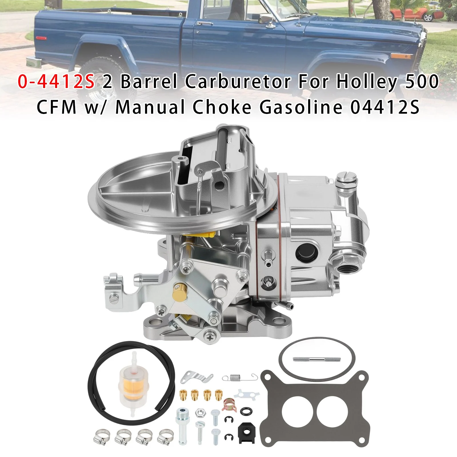 0-4412S 2 Barrel Carburetor For Holley 500 CFM W/ Manual Choke Gasoline 04412S