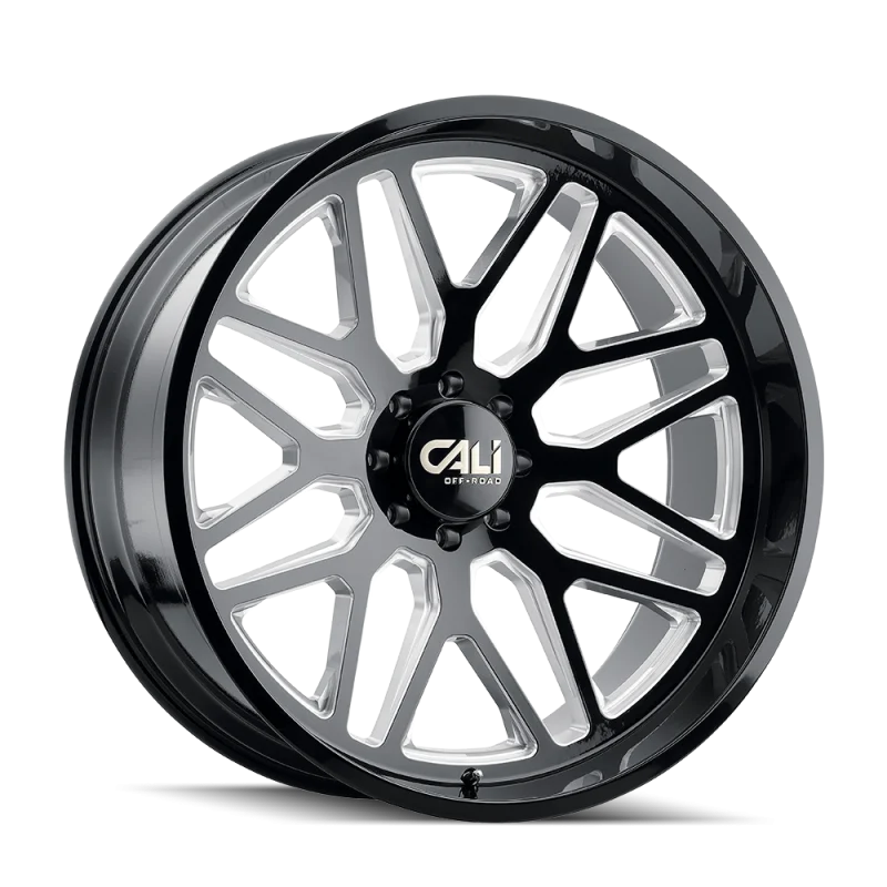 Cali Off-Road 9115 Invader 24x14 / 8x170 BP / -76mm Offset / 125.2mm Hub Gloss Black Milled Wheel