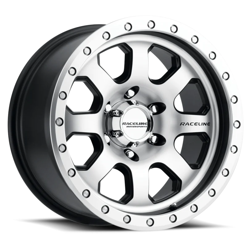 Raceline 929M Avenger 17x9in / 6x139.7 BP / -12mm Offset / 107.95mm Bore - Black & Machined Wheel