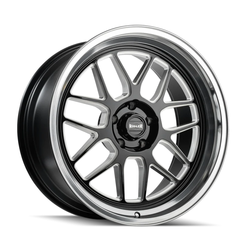 Ridler 611 20x8.5 / 5x120.65 BP / 0mm OS / 83.82mm Hub Gls Blk Mill w/ Diamond Cut Lip Wheel