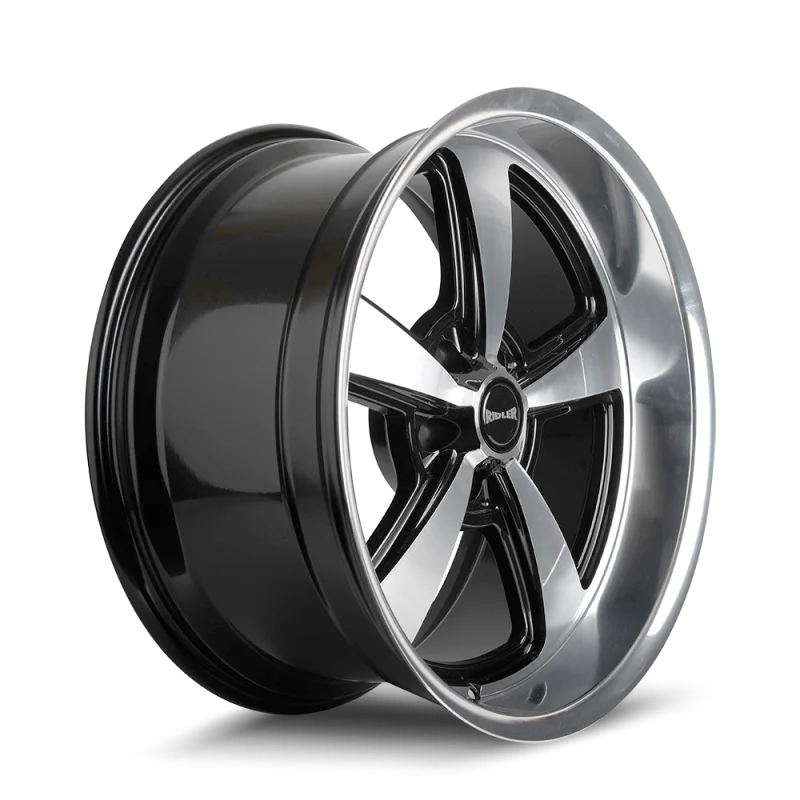 Ridler 652 17x7 / 5x120.65 BP / 0mm Offset / 83.82mm Hub Gls Blk w/ Diamond Cut Face & Lip Wheel