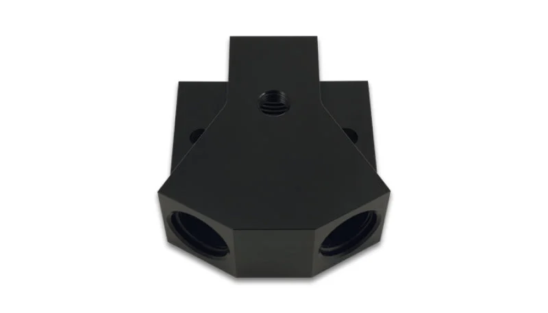 Vibrant Billet Aluminum Y-Block Fitting with 1/8in NPT Port -10AN x Dual -8AN ORB