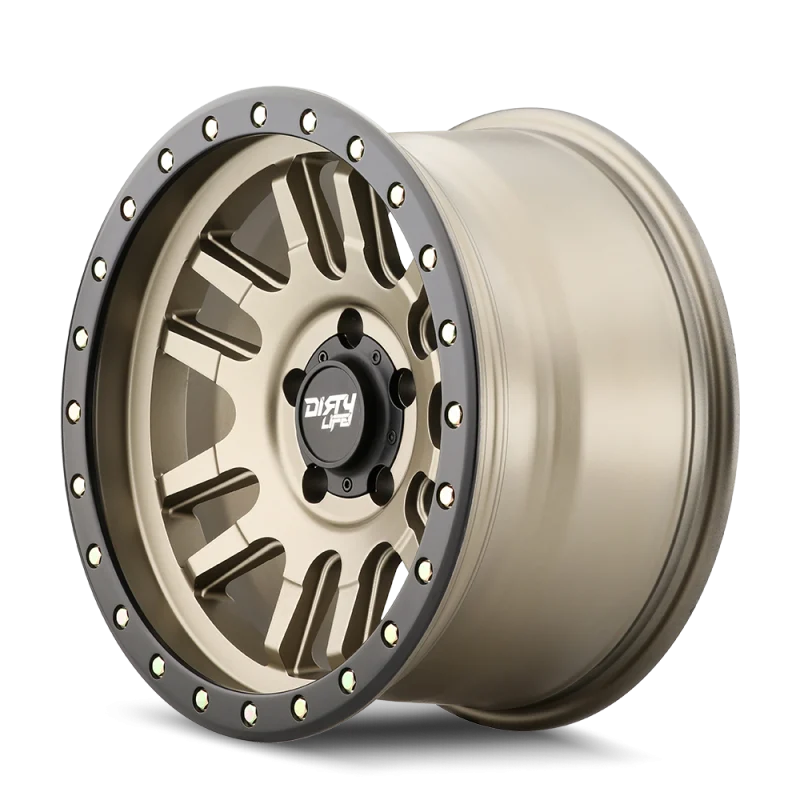 Dirty Life 9309 Canyon Pro 17x9/5x127 BP/-12mm Offset/71.5mm Hub Satin Gold Wheel - Beadlock