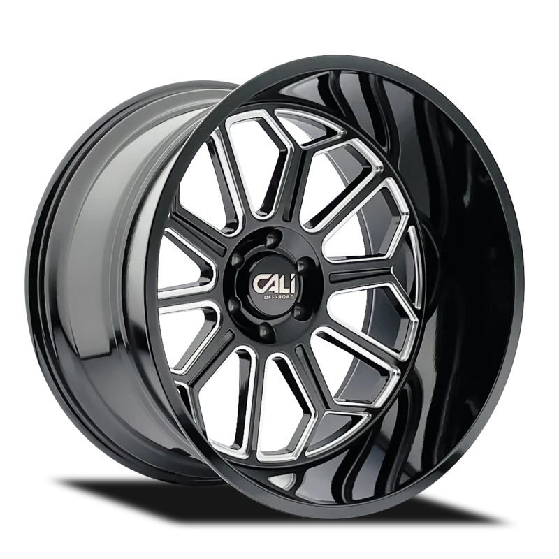 Cali Off-Road 9117 Auburn 22x12 / 8x170 BP / -51mm Offset / 125.2mm Hub Gloss Black Milled Wheel