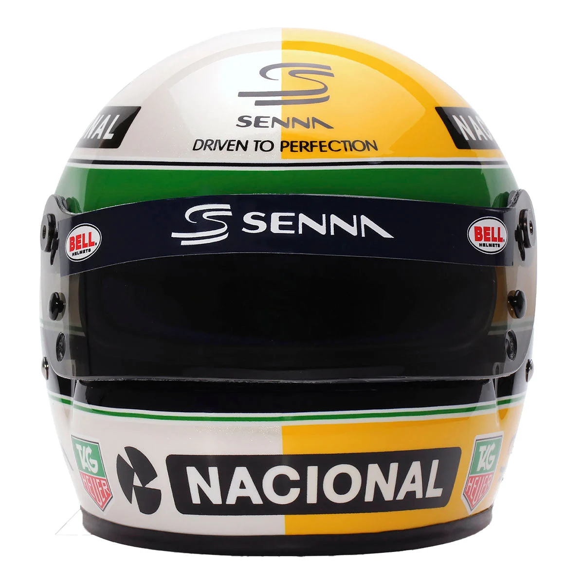 Bell Ayrton Senna 30 Year Legacy 1:2 Scale F1 Mini Helmet | Yellow & Pearl Liveries