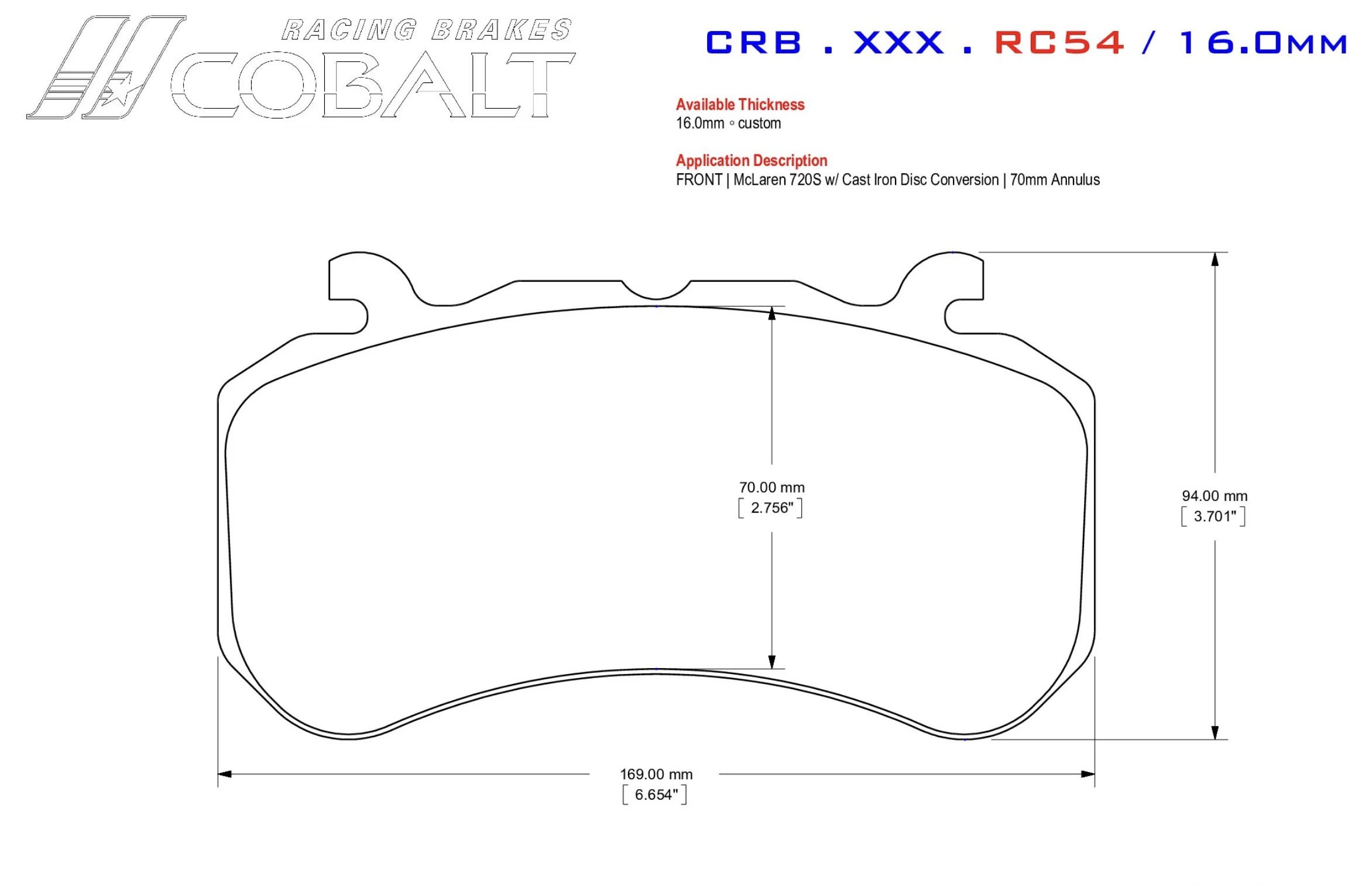 Cobalt Racing Brake Pads | McLaren 600LT & 720S w/ Girodisc Conversion (Front)