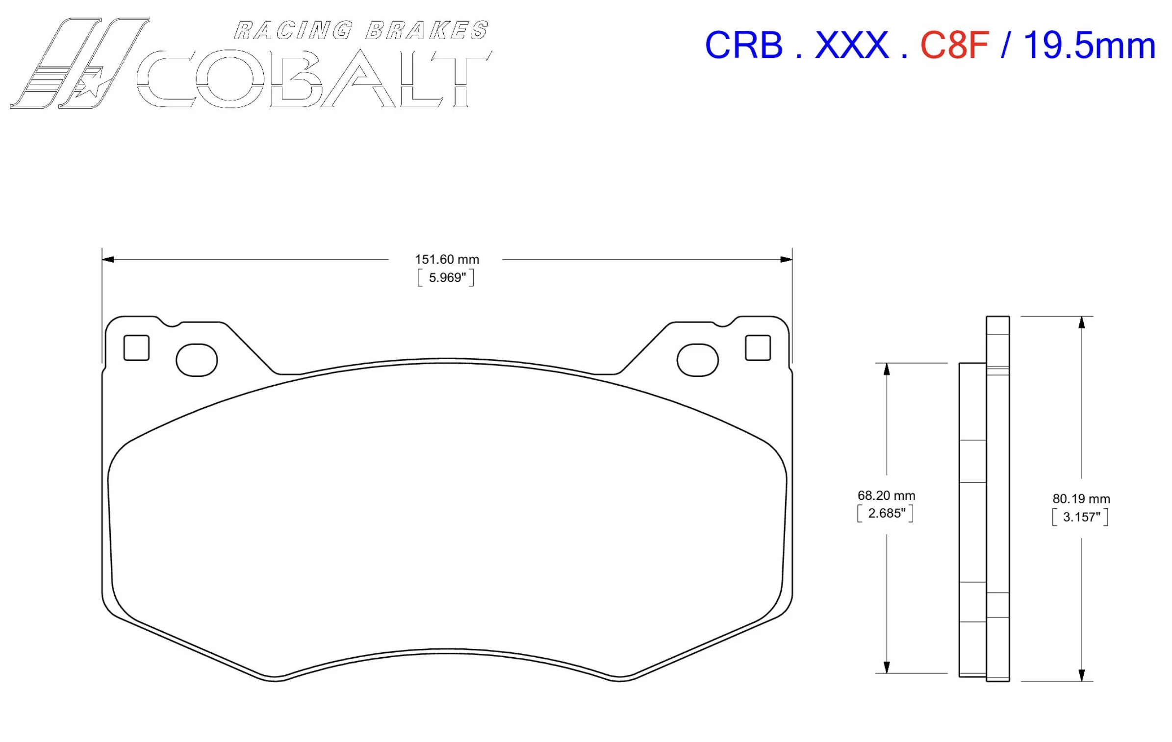 Cobalt Brake Pads Corvette C8 Z51 Brake Pads (Front)