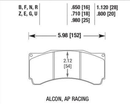 Hawk HB122 Brake Pads Alcon CAR89 Calipers