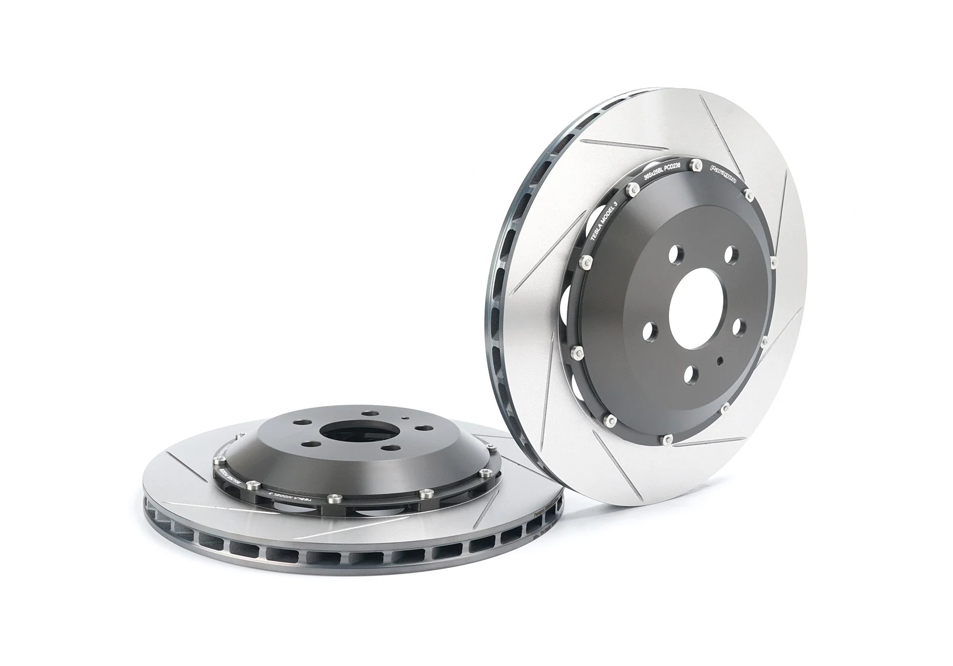 Tesla Model 3 RWD/AWD - Larger Rotor (Front Pair) Performance 2-Piece Rotors + Optional Pad Bundle