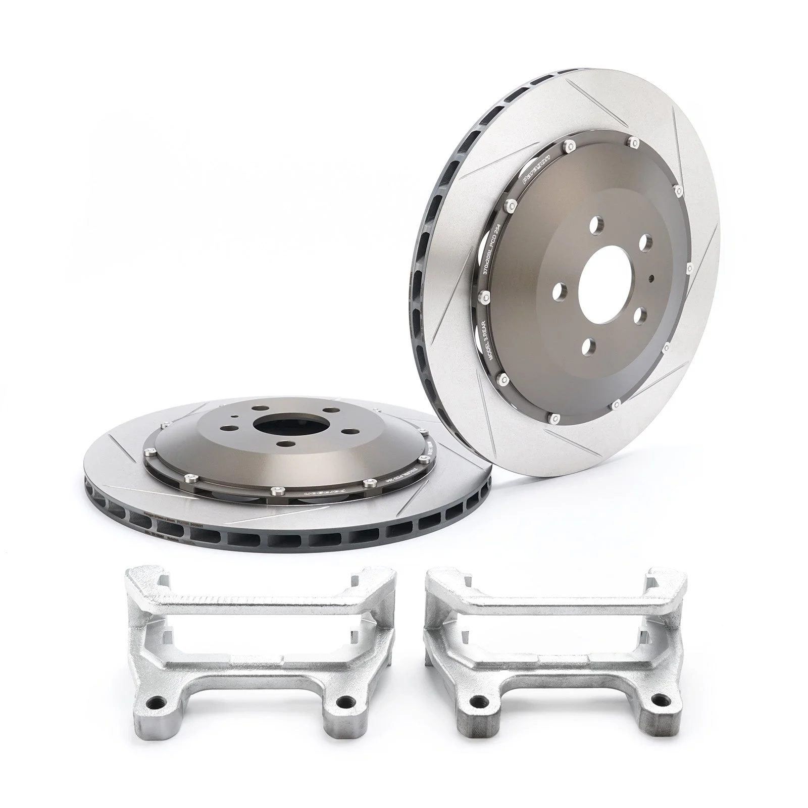 Tesla Model 3 RWD/AWD / Model Y AWD - Larger Rotor (Rear Pair) Performance 2-Piece Rotors + Optional Pad Bundle