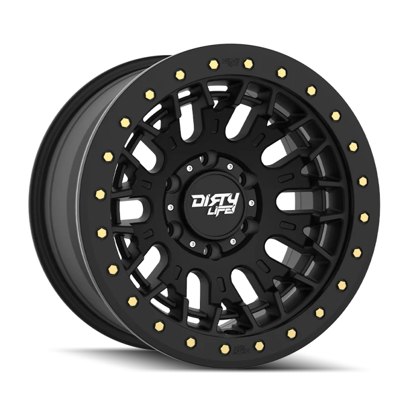 Dirty Life DT-3 17X9 6x139.7 -12 Offset - Satin Black w/ Simulated Beadlock