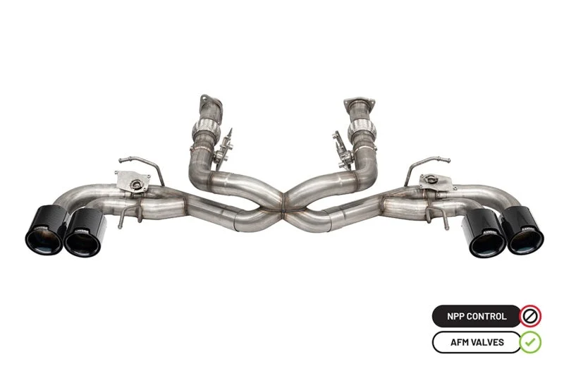 Corsa 2020-2025 Chevrolet Corvette C8 RWD 3in Delete 4 Valve Cat-Back w/NPP w/4.5in CF Black PVDTips