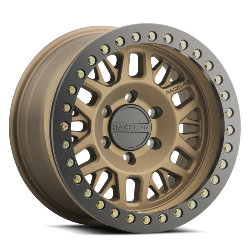 Raceline RT951B Ryno 17x9in/6x135 BP/-12mm Offset/87.1mm Bore - Bronze & Black Ring Beadlock Wheel