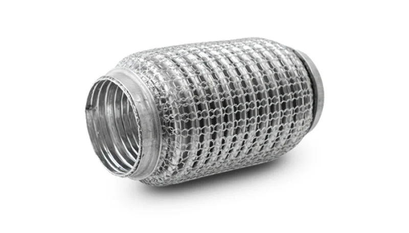 Vibrant SS Flex Coupling w/ Interlock Liner and Mesh Braid 2.25in Inlet/Outlet x 6in long