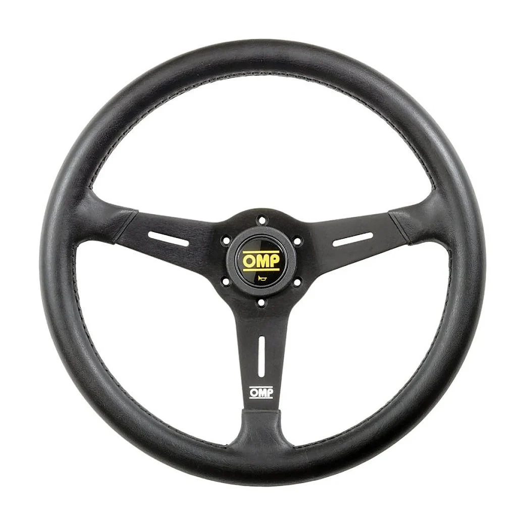 OMP Sand Steering Wheel – 380mm Flat Racing Wheel with Black Polyurethane Grip