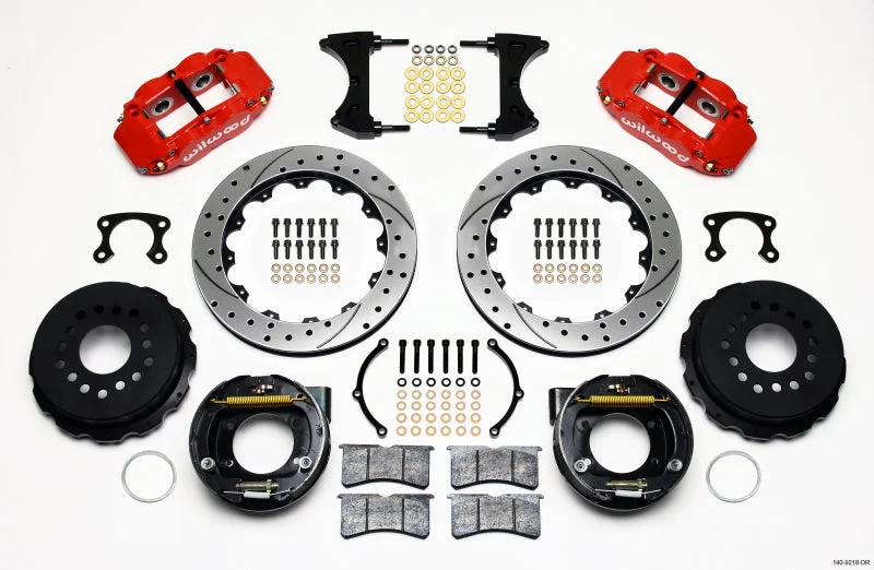 Wilwood Narrow Superlite 4R Rear P-Brk Kit 12.88in Drilled Red Big Ford New Style 2.36in Offset