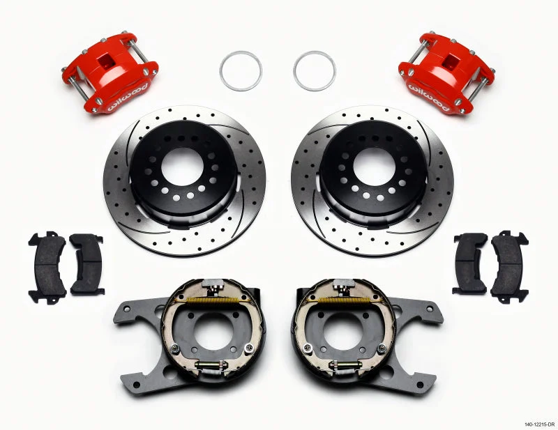 Wilwood D154 P/S P-B Kit Drilled-Red Chevy 12 Bolt 2.75in Off w/ C-Clips
